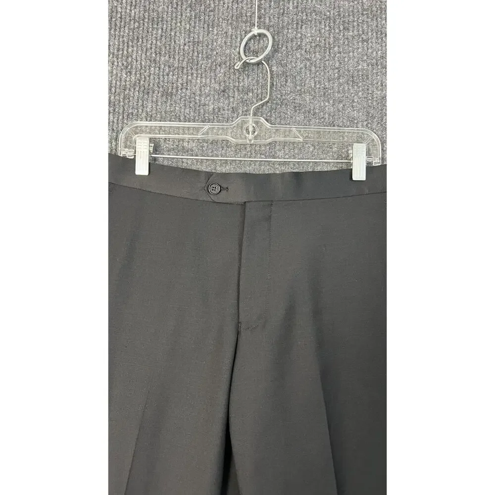 Mantoni Dress Pants Mens 38 Black Virgin Wool Wrinkle Resistant Milan Italy
